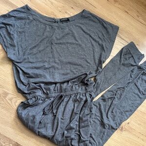 Women’s Charcoal Gray Jumpsuit with Drawstring Waist